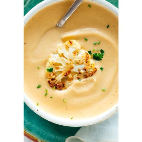 Creamy roasted cauliflower soup recipe